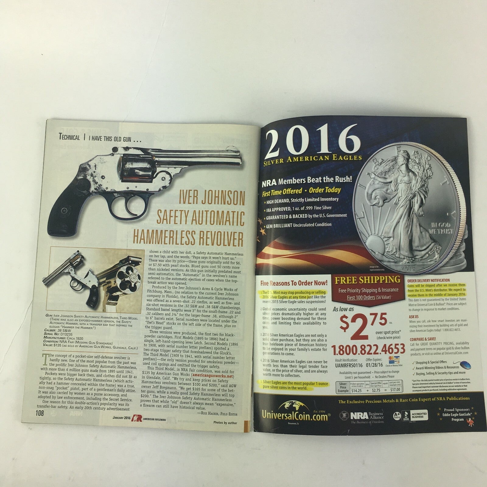 January 2016 American Rifleman Magazine Hornady's ELD-X SilencerCo Osprey Micro