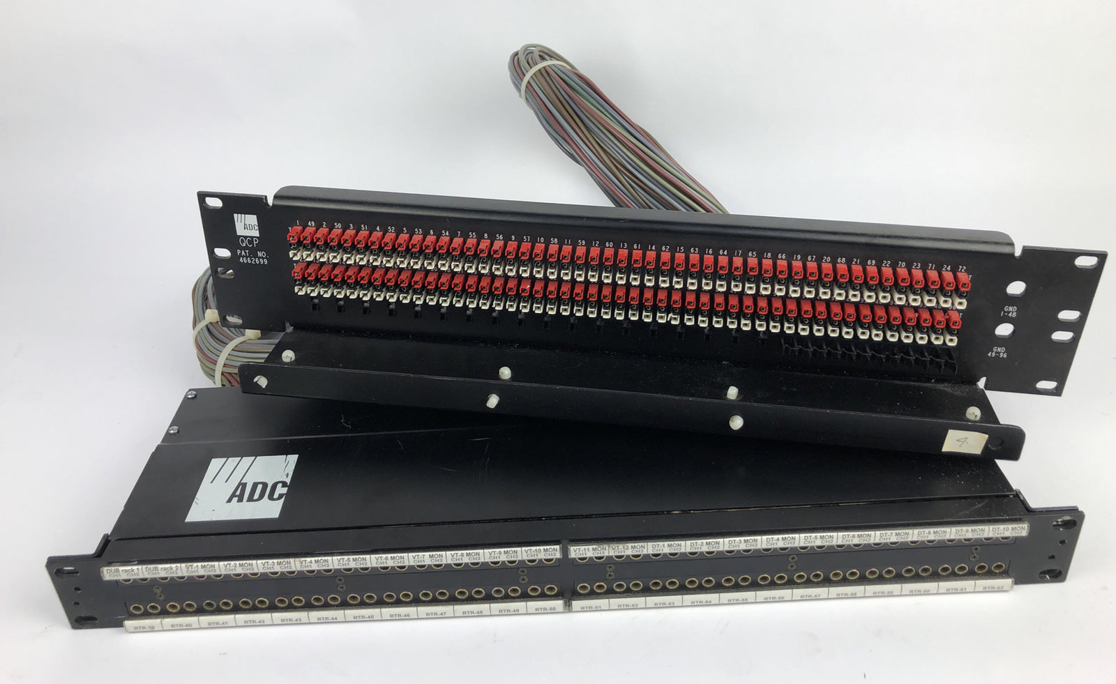 ADC 96 Bantam TT patchbay connected to ADC UP-96NMKII PPC RACKMOUNT PATCHBAY 1