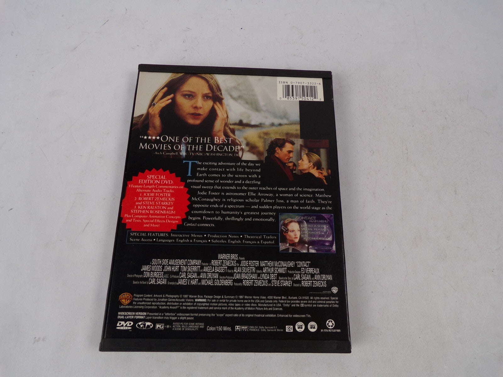 Jodie Foster Matthew Mcconaughey Contact From The Academy Award DVD Movies