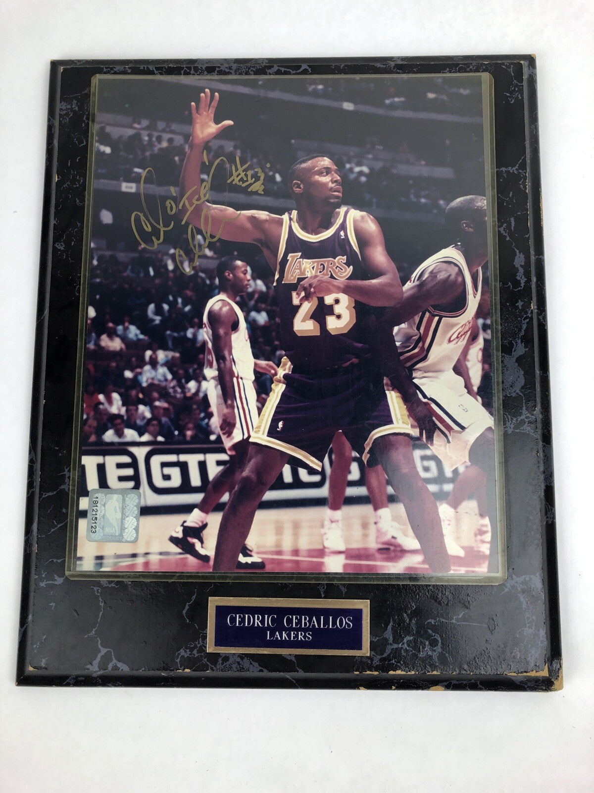 Cedric Ceballos Signed NBA Los Angeles Lakers 8”x10”plaque Photo Auto Autograph