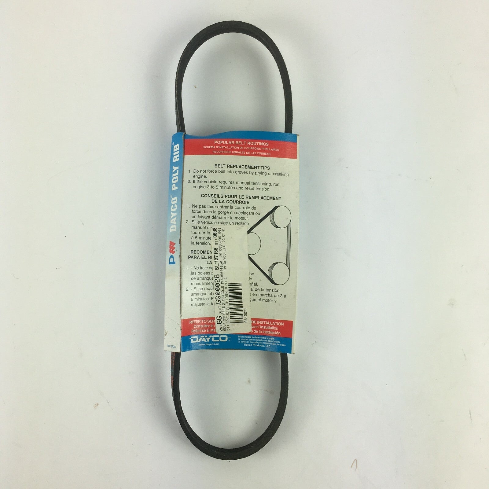 Genuine Dayco Poly Rib Automotive Tensioner Belt 5030268-3PK0G60 A3