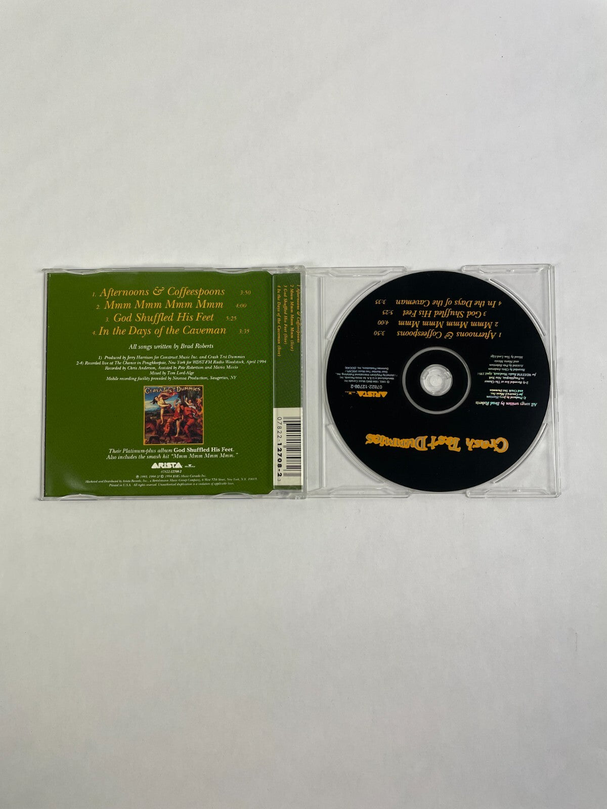 Crash Test Dummies Afternoons & Coffespoons God Shuffled His Feet CD#72
