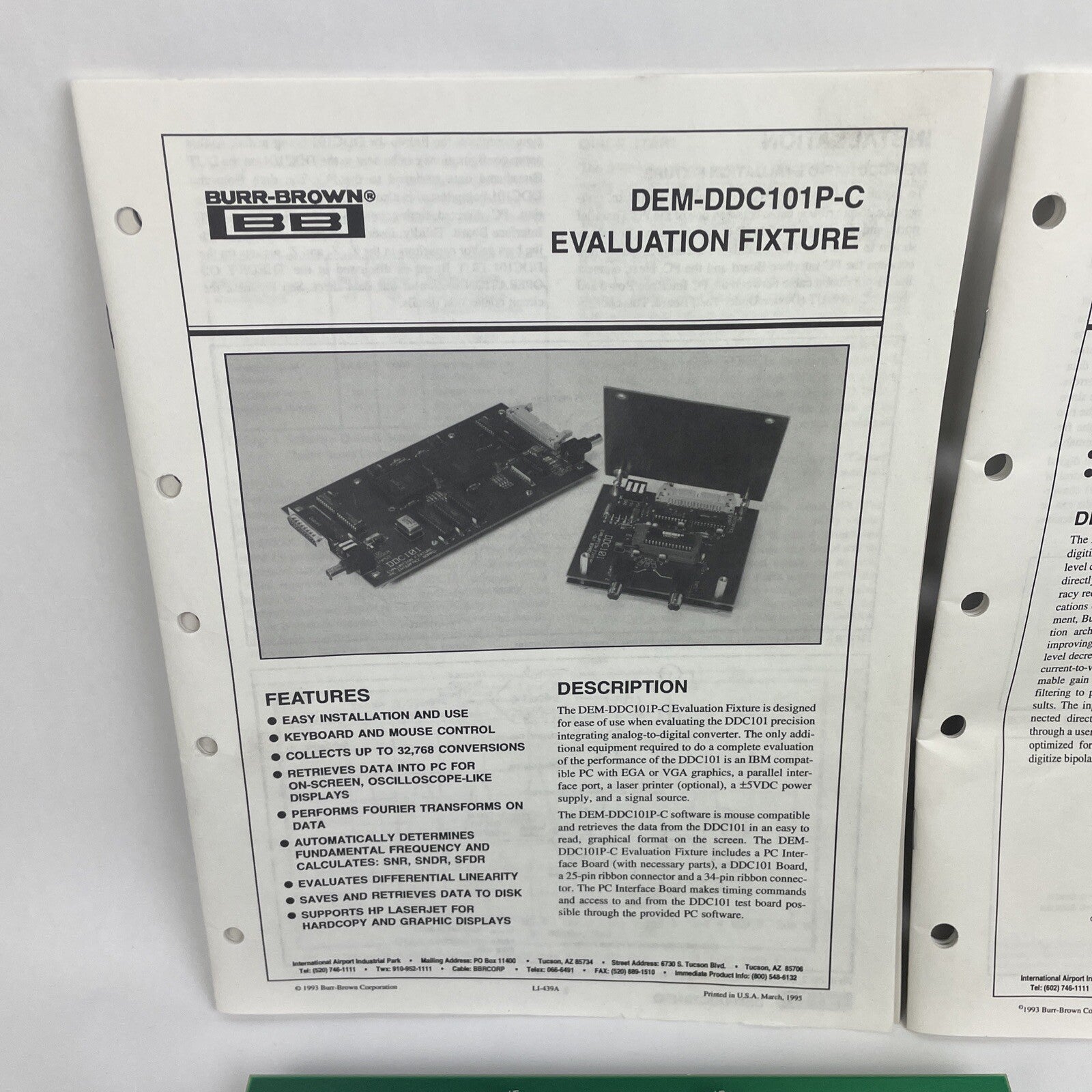 BURR-BROWN DEM-DDC101P-C EVALUATION FIXTURE DDC101 Analog To Digital Converter