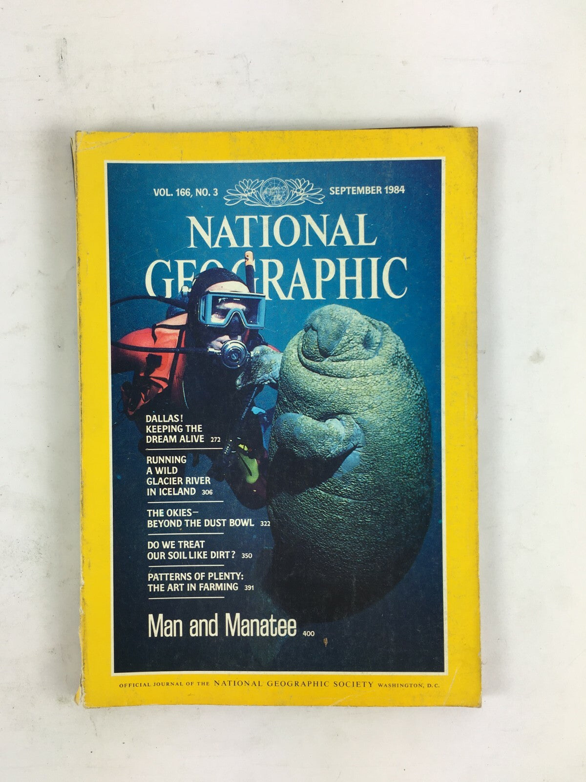 September 1984 National Geographic Magazine Man and Manatee The Okies Beyond..