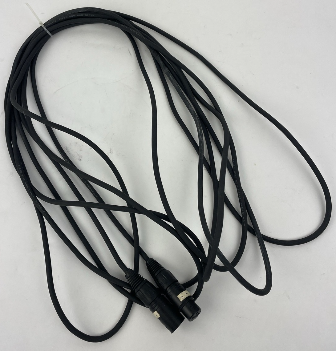 24 FT Neutrik Male to Female XLR 3 Pole Balanced 3 Pin Black Alden Flexquad Wire