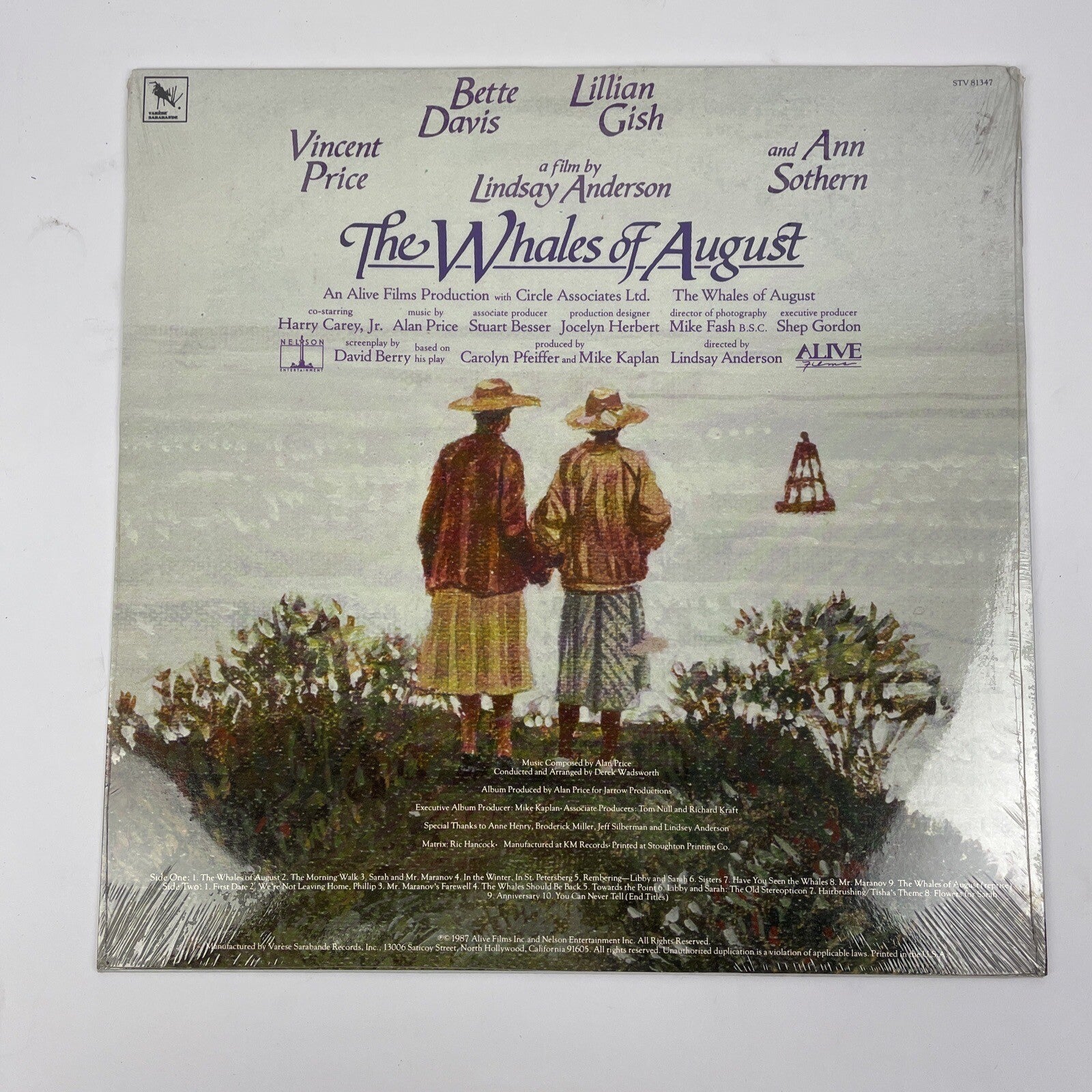 New Sealed " The Whales of August Soundtrack, Vinyl Composed By Alan Price, 1987