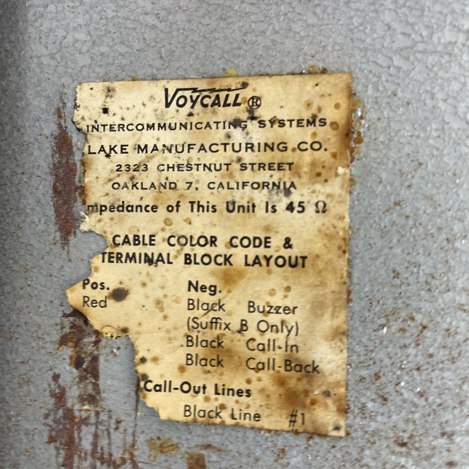 Vintage " Voycall " Tube Office Intercom - Parts or Repair - as IS -LOOK