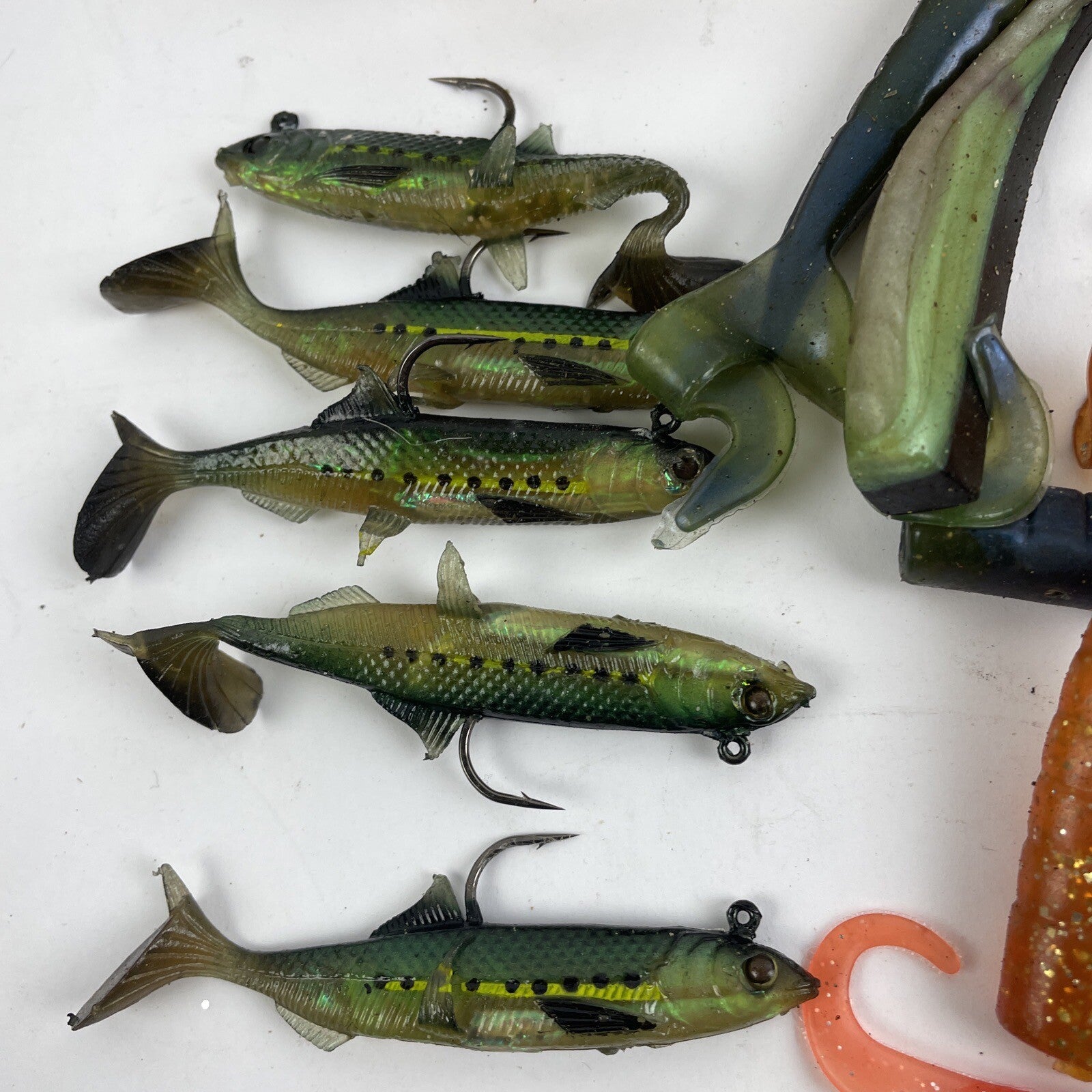 Huge Lot Bass Fishing Soft Lure - Worms Minnows Jig Grub Fishtrap Plastic Rubber