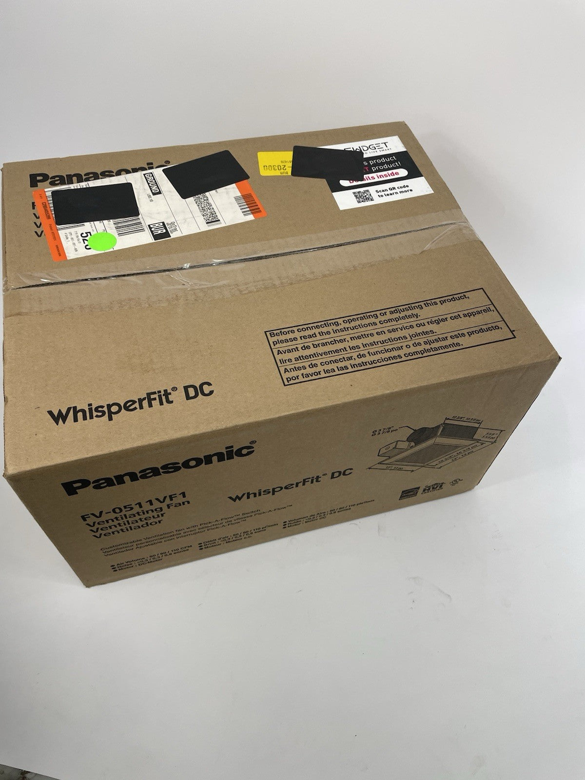 Panasonic FV-0511VF1 WhisperFit® DC Fan, 50-80-110 CFM