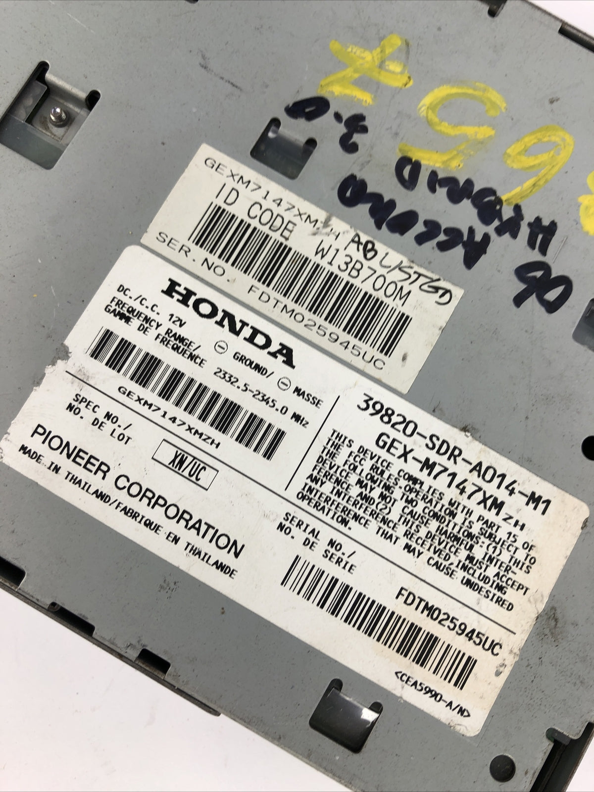 03-07 Honda Accord OEM Satellite XM radio receiver module # 39820-SDR-A012-M1