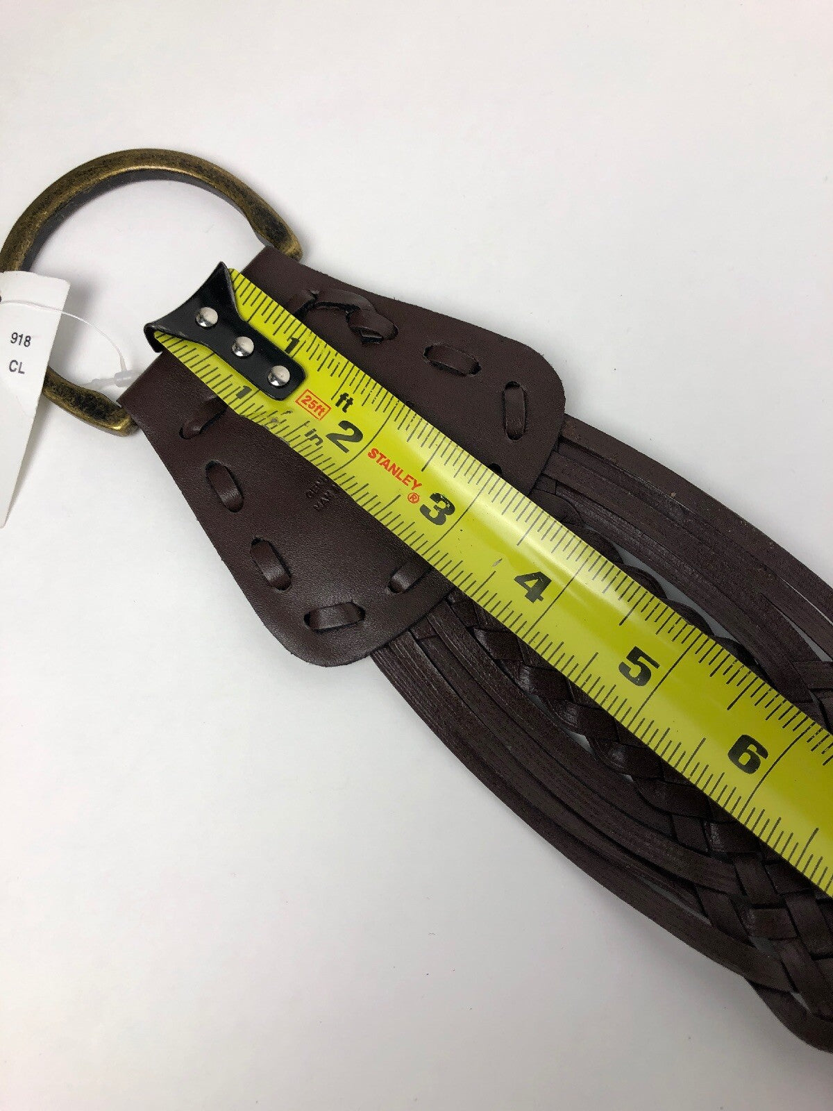 Women's Cognac Brown Genuine Leather Braided Woven Belt Size ML See Images