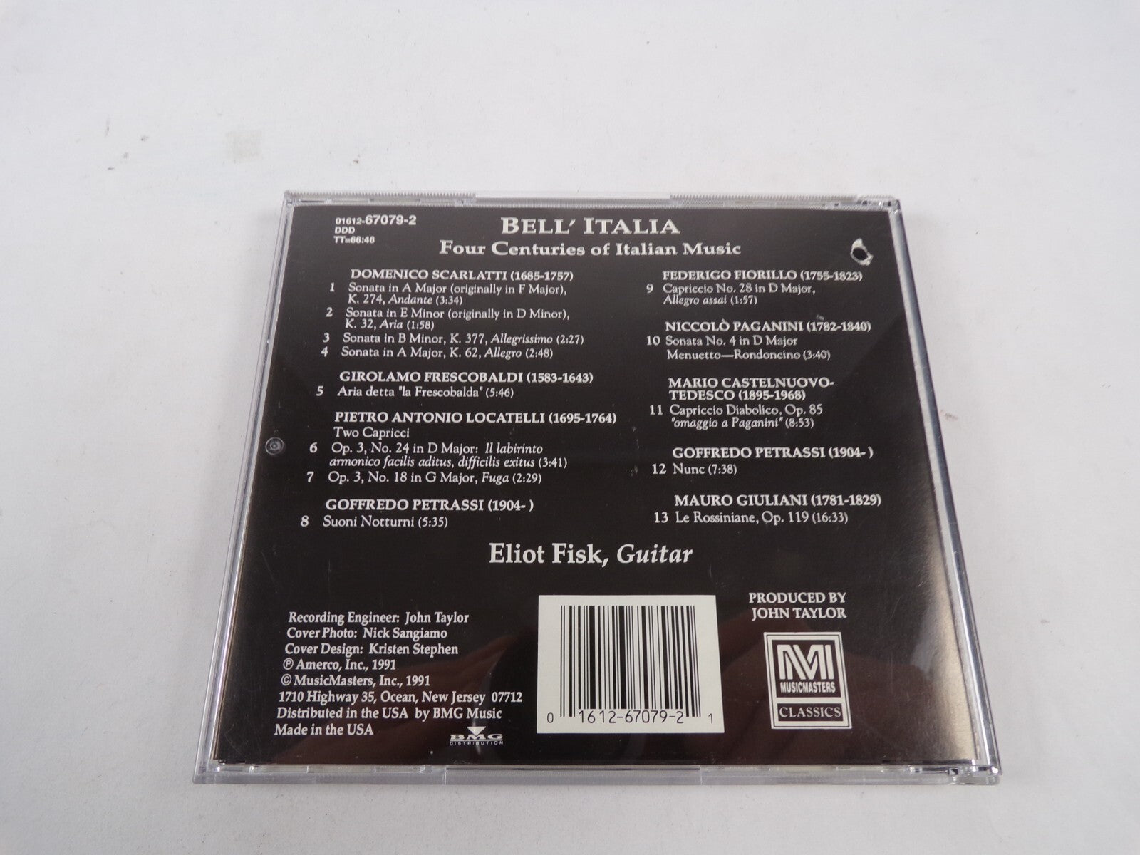 Eliot Fisk Bell Italia Four Centuries Of Italian Music Music Masters CD #43