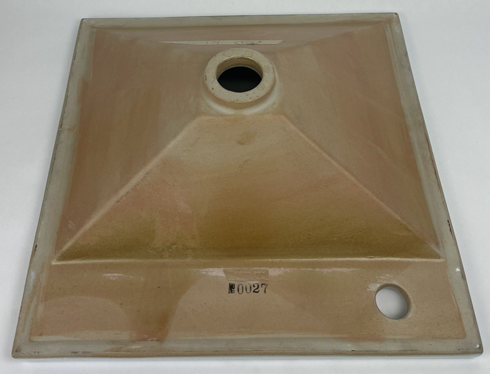16" Square VESSEL SINK Basin handmade Ceramic Bathroom Baby Blue Tint