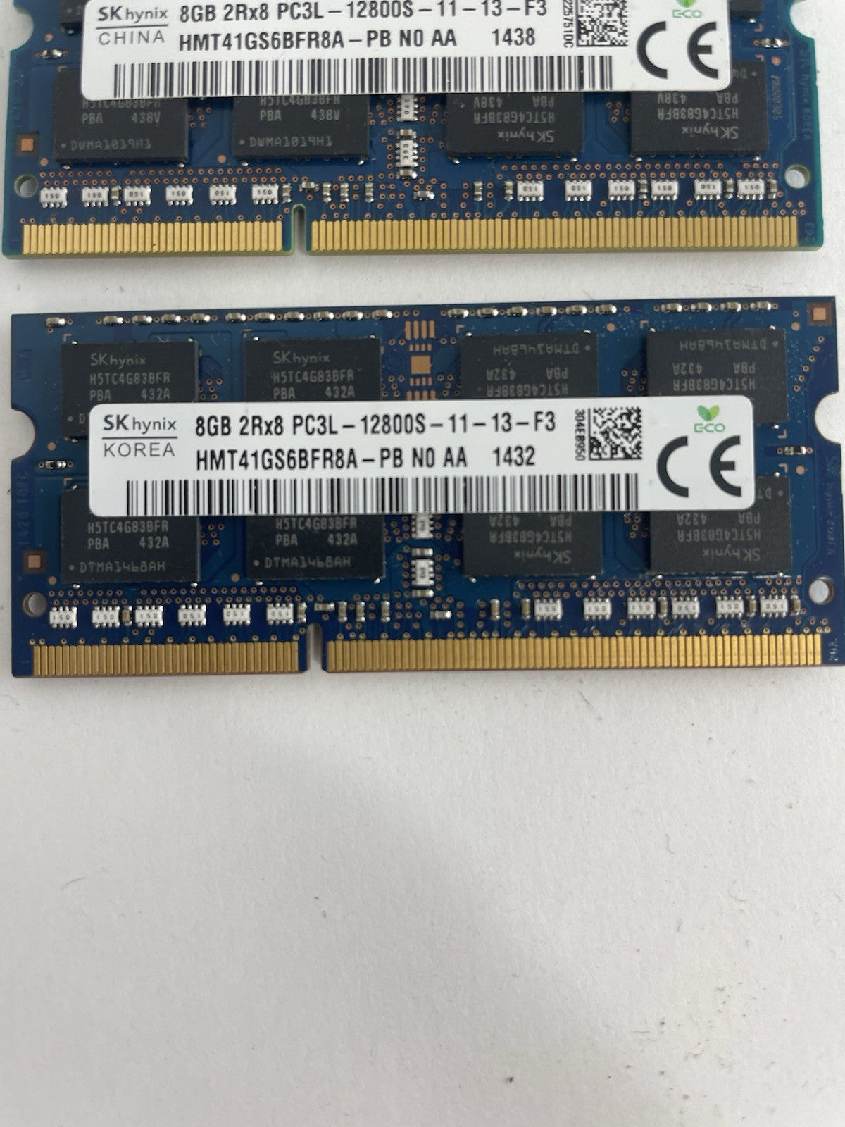 Lot 4 SK hynix 8GB DDR3L 1600 PC3L-12800S 2Rx8 Laptop RAM Memory