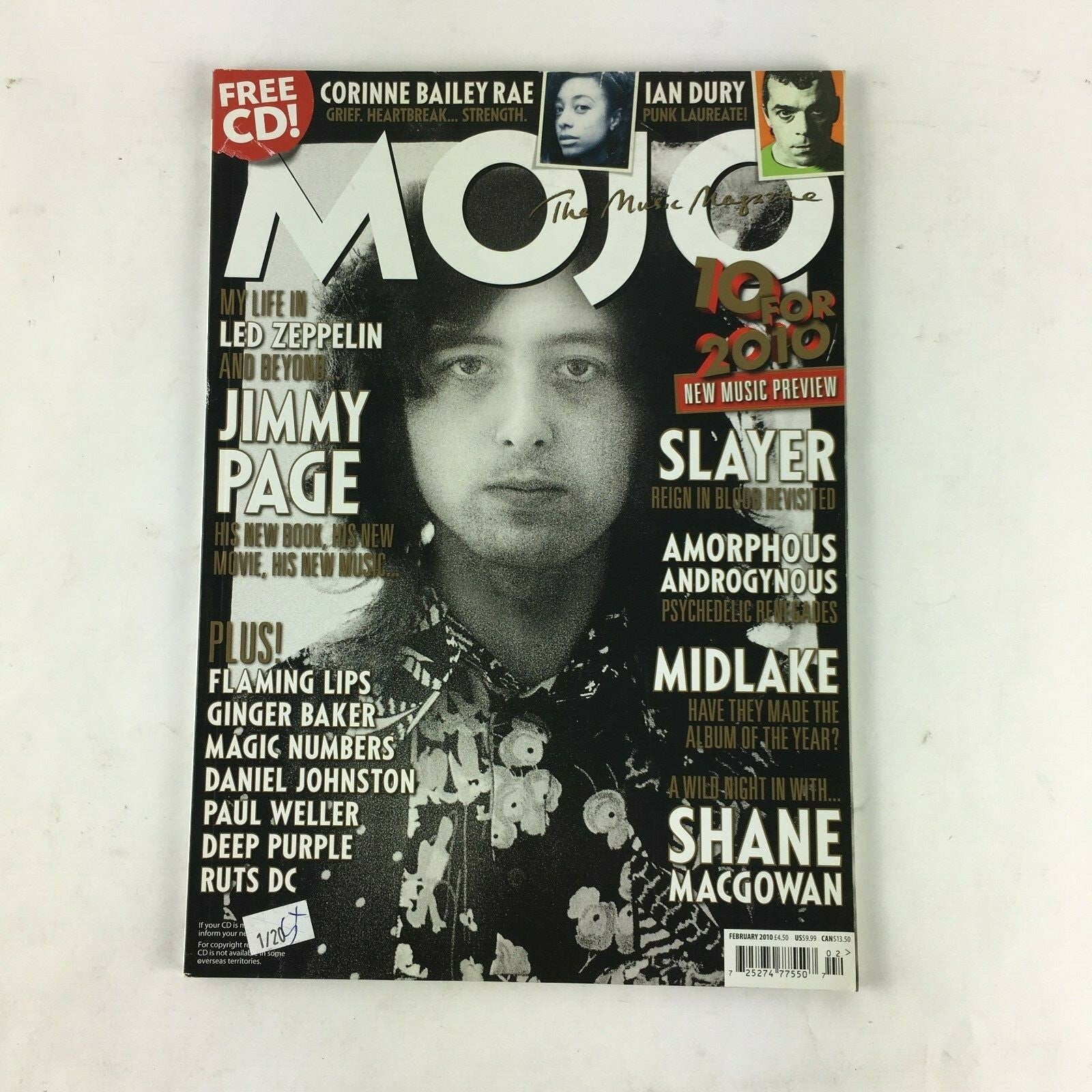 February 2010 Mojo Music Magazine Jimmy Page Slayer Mid Lake Shane Macgowan