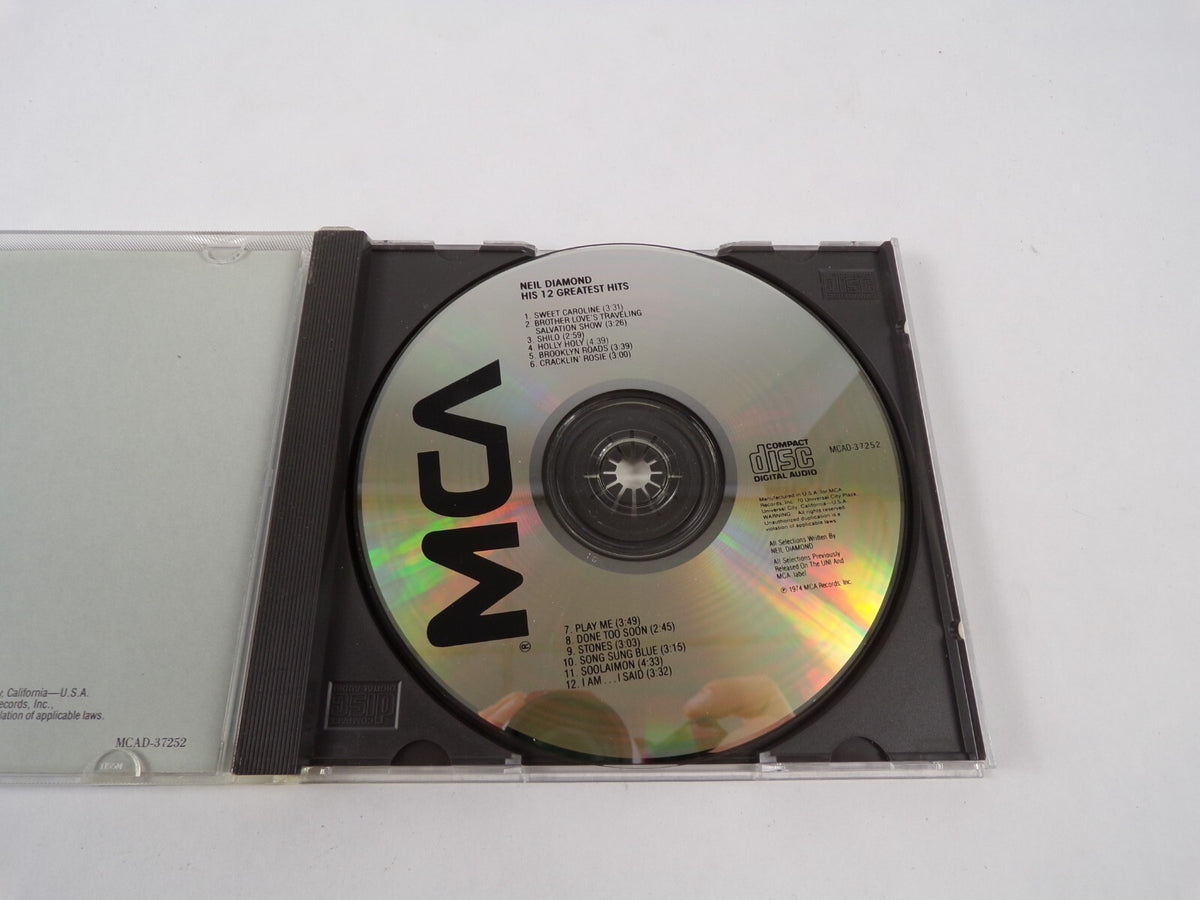 Neil Diamond His 12 Greatest Hits Song Sung Blue Iam I Said Play Me BrotherCD#27