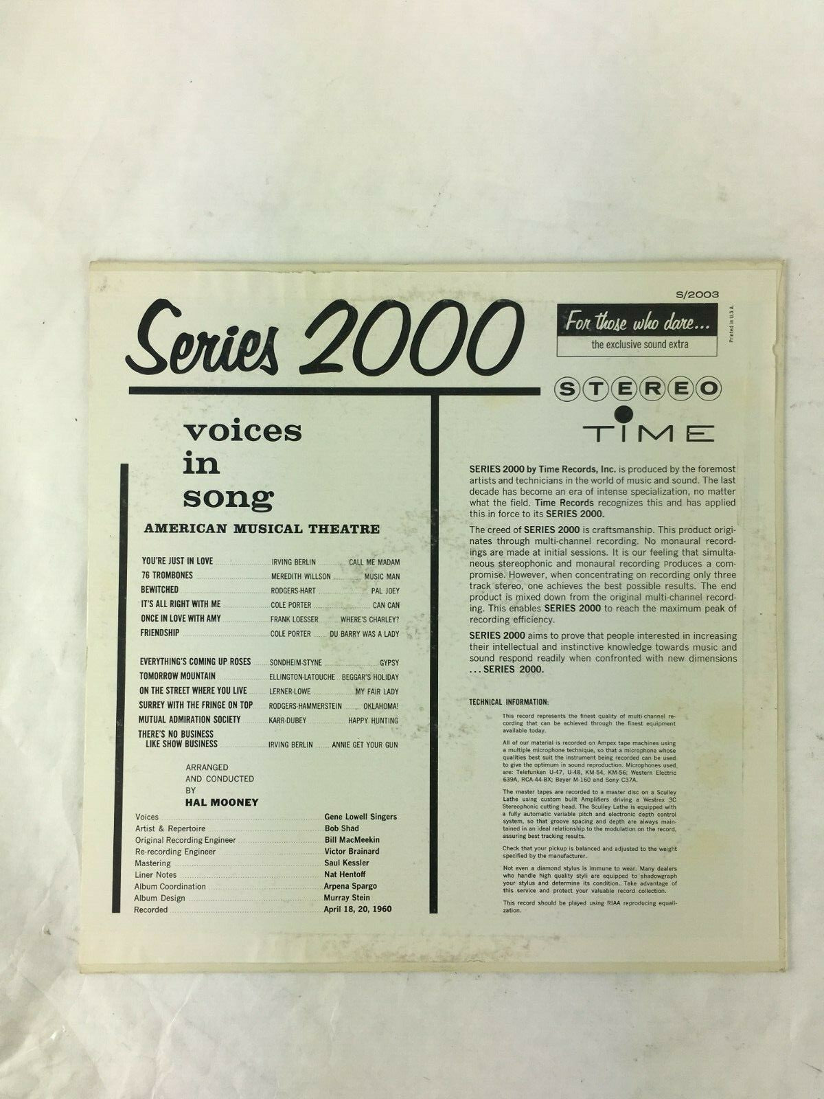 Series 2000: Voices in Songs: American Musical Theatre