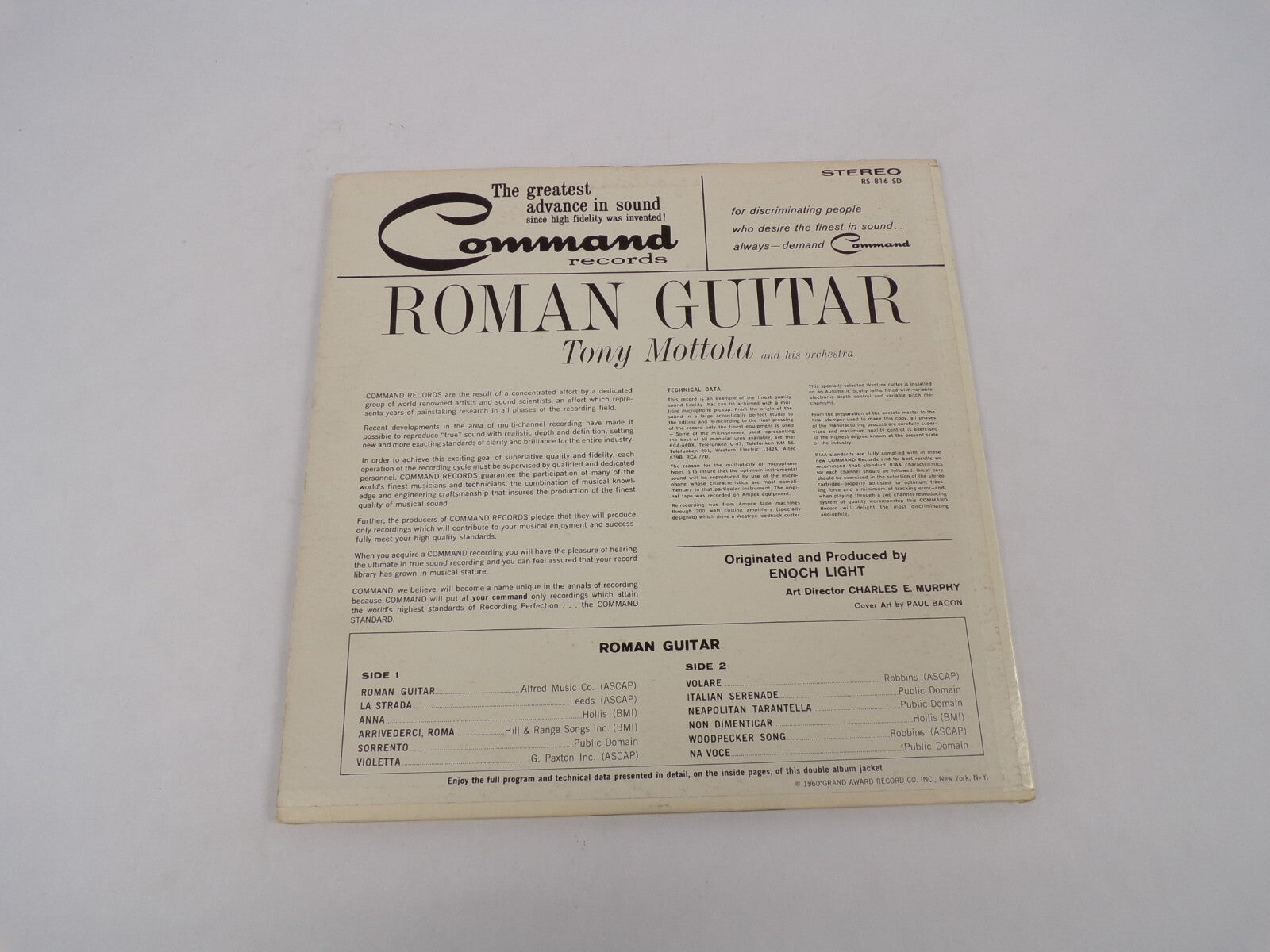 Roman Guitar Tony Mottola Roman Guitar Anna Voletta Sorrento Vinyl Record