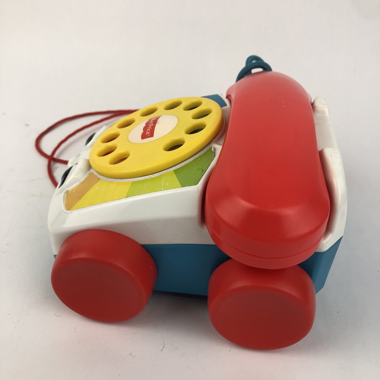 Vintage Fisher Price Pull Along Phone Normal wear Eyes Clacker & Ringer Work