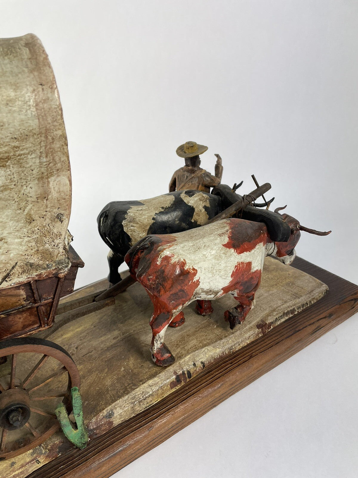 Oscar M Cortes 1980 Hand ORIGINAL HAND CARVED wooden covered wagon