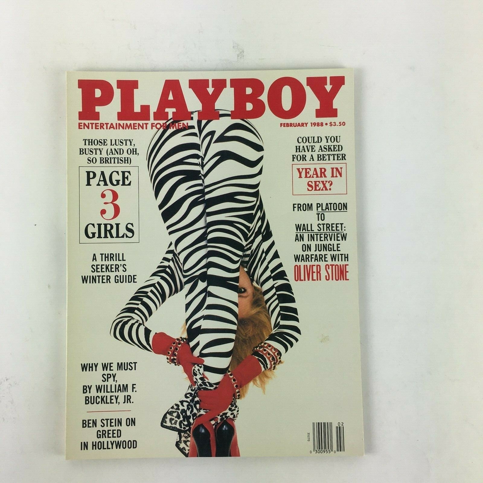 February 1988 Playboy Magazine Year in sex Oliver Stone By William F. Buckley Jr