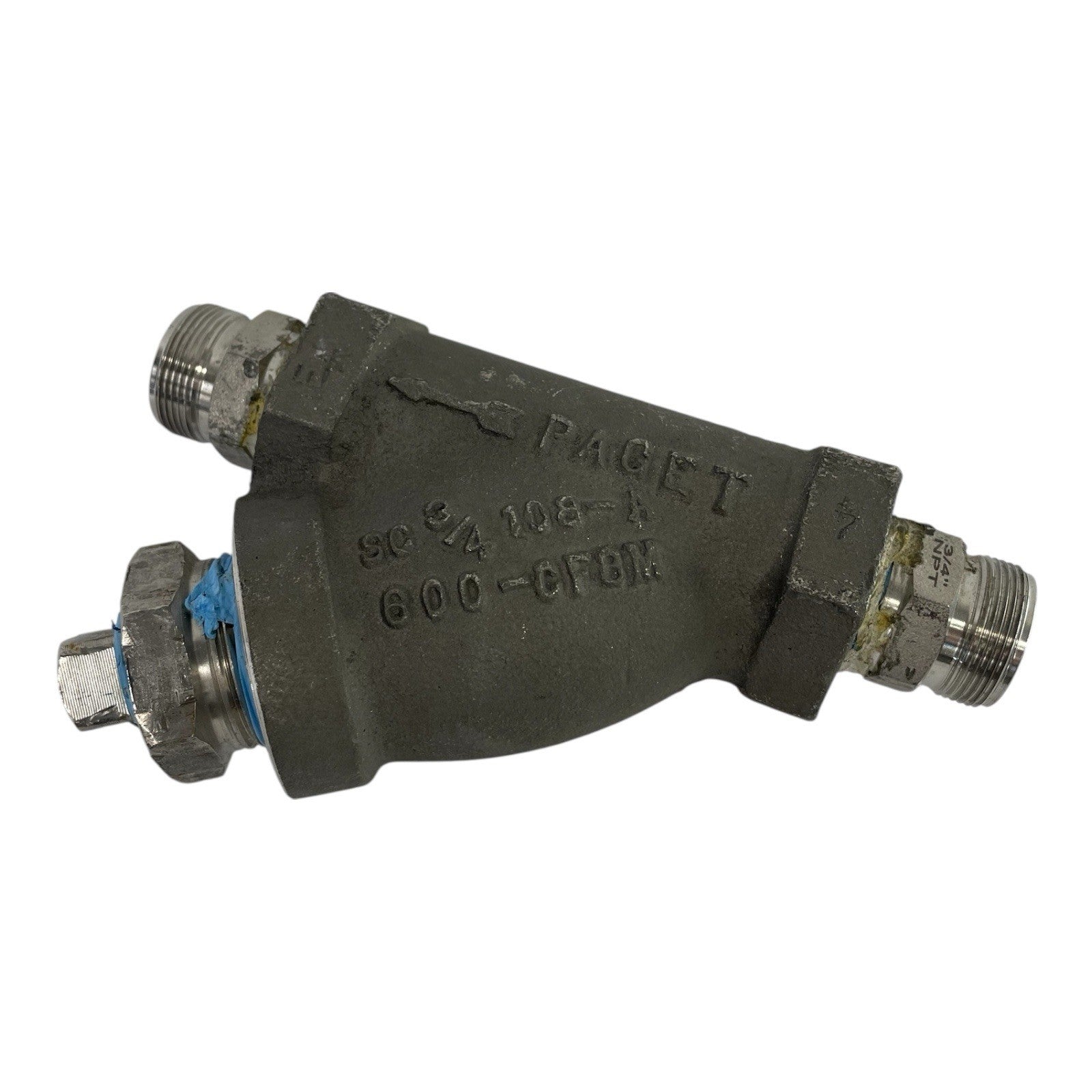 PAGET Y Strainer Stainless Steel CF8M 1" NPT Class 600 1400-WOG 3/4" Blow-Out