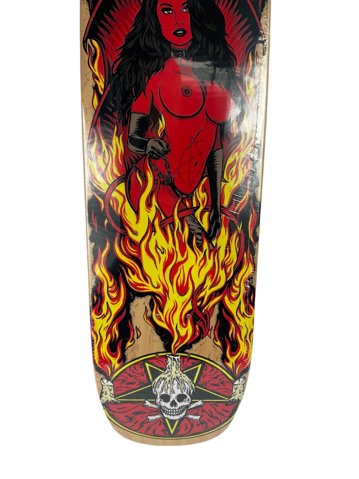 Death Skateboards Benson Red Devil Woman Pro 9-inch pool shape skateboard deck with classic old-school design and signature graphic.