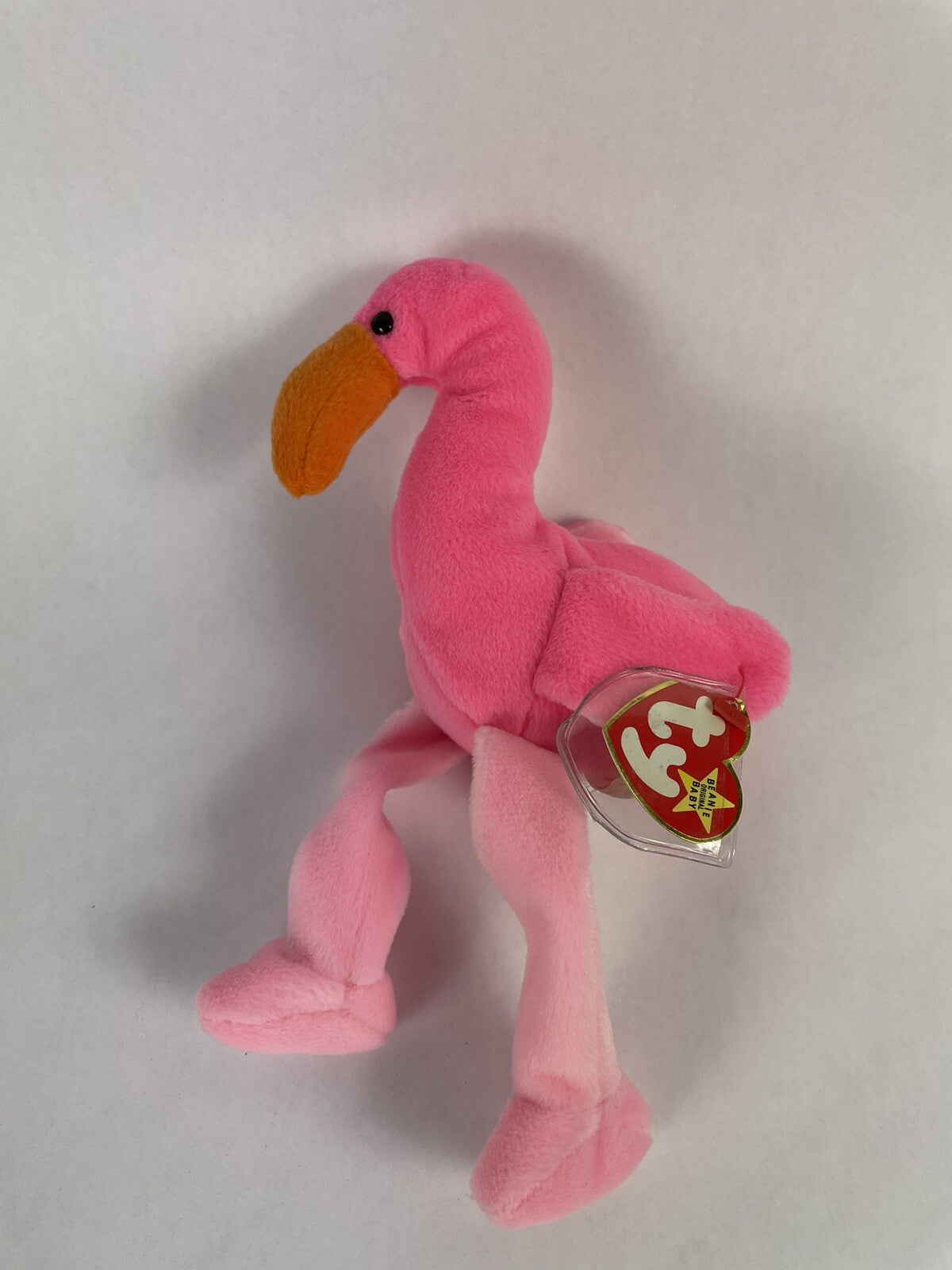 TY 1995 Pinky the Pink Flamingo Beanie Baby w/ Tag Collectible Plush Stuffed Vtg