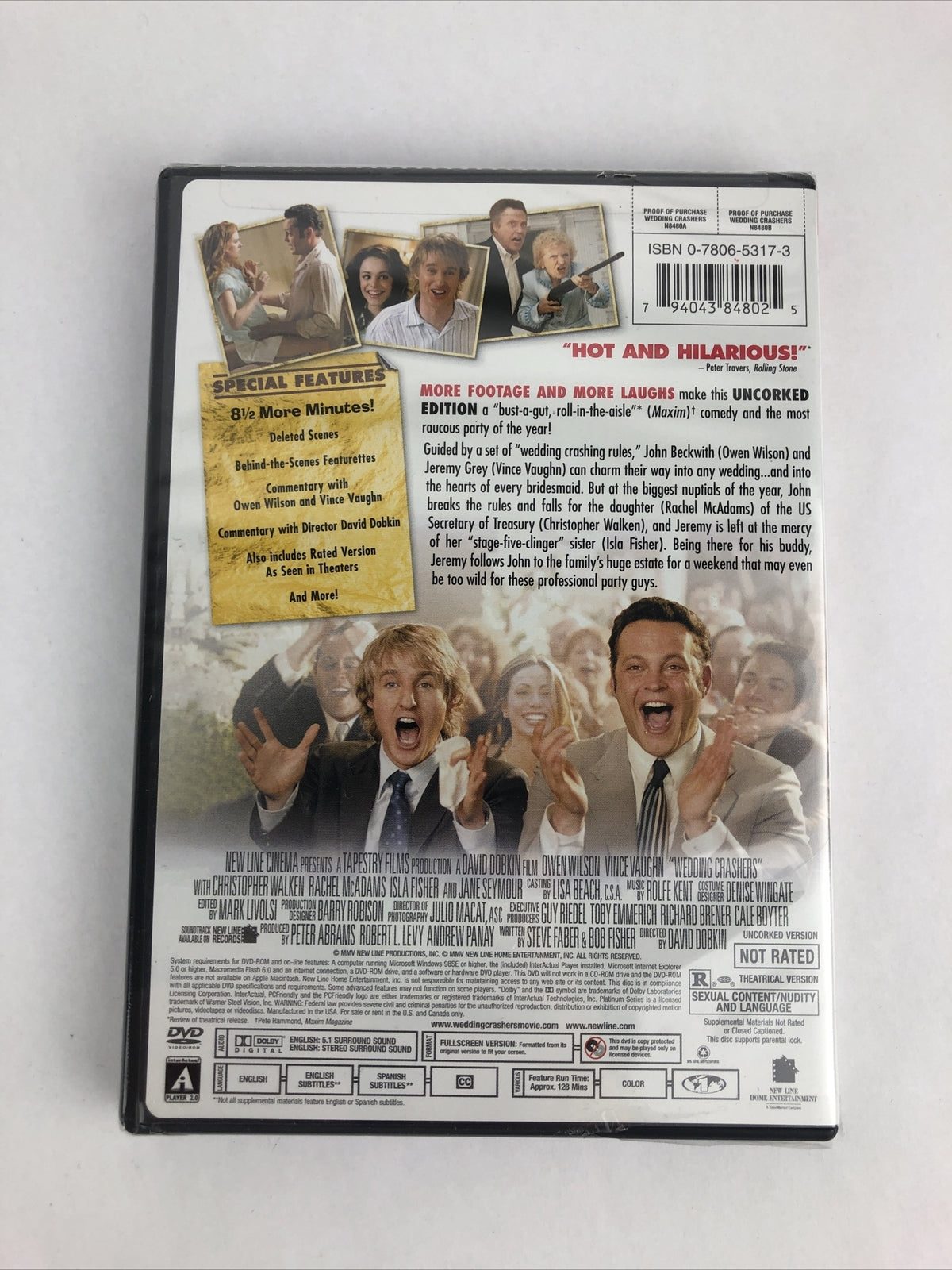 Wedding Crashers (DVD, 2006, Widescreen Unrated) Vince Vaughn Owen Wilson - NEW