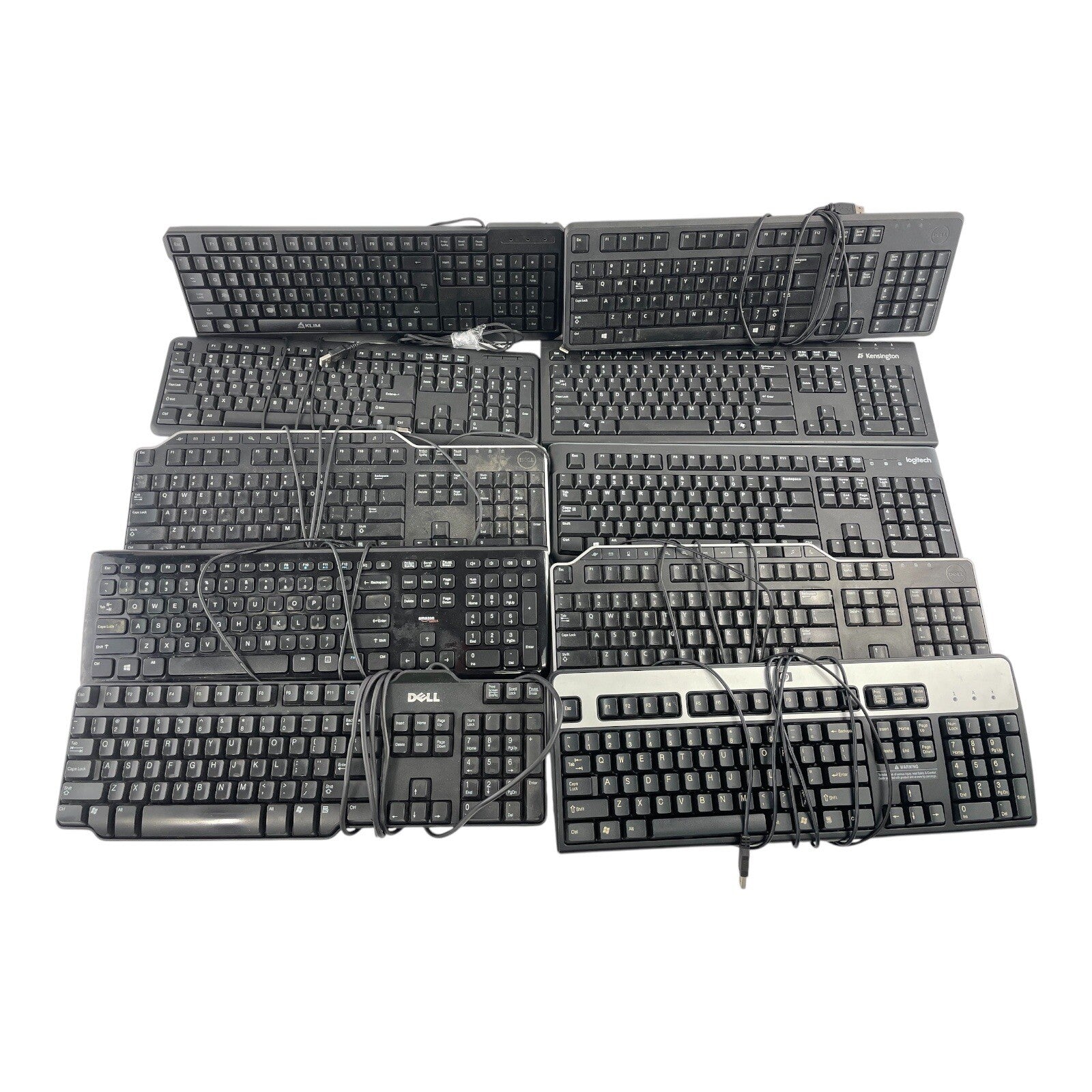 Lot OF 10 - USB Wired Standard Layout Keyboard 104-Key Mixed Random Brand Models