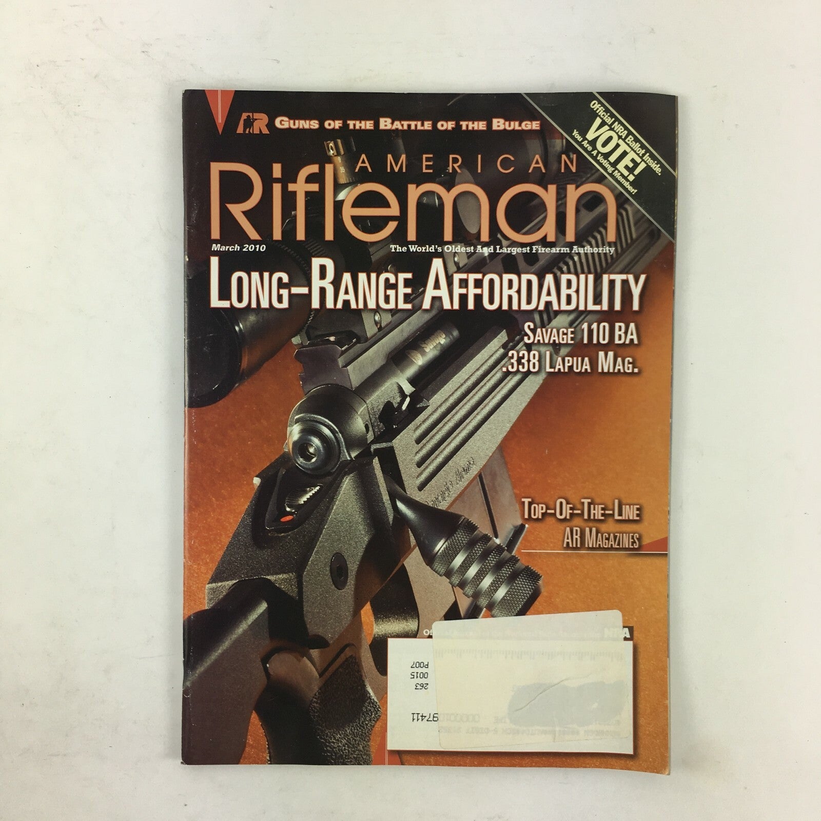 March 2010 American Rifleman Magazine Long Range Affordability Savage 110BA .338