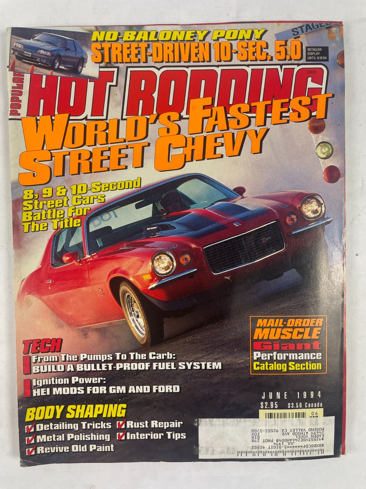 June 1994 Hot Rodding Magazine World's Fastest Street Chevy8,9&10 Second Street