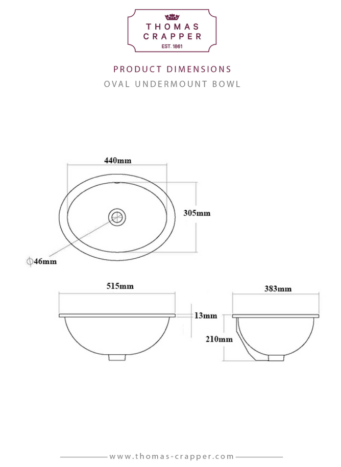 Thomas Crapper round undermount vanity basin white bathroom sink lavatory bowl