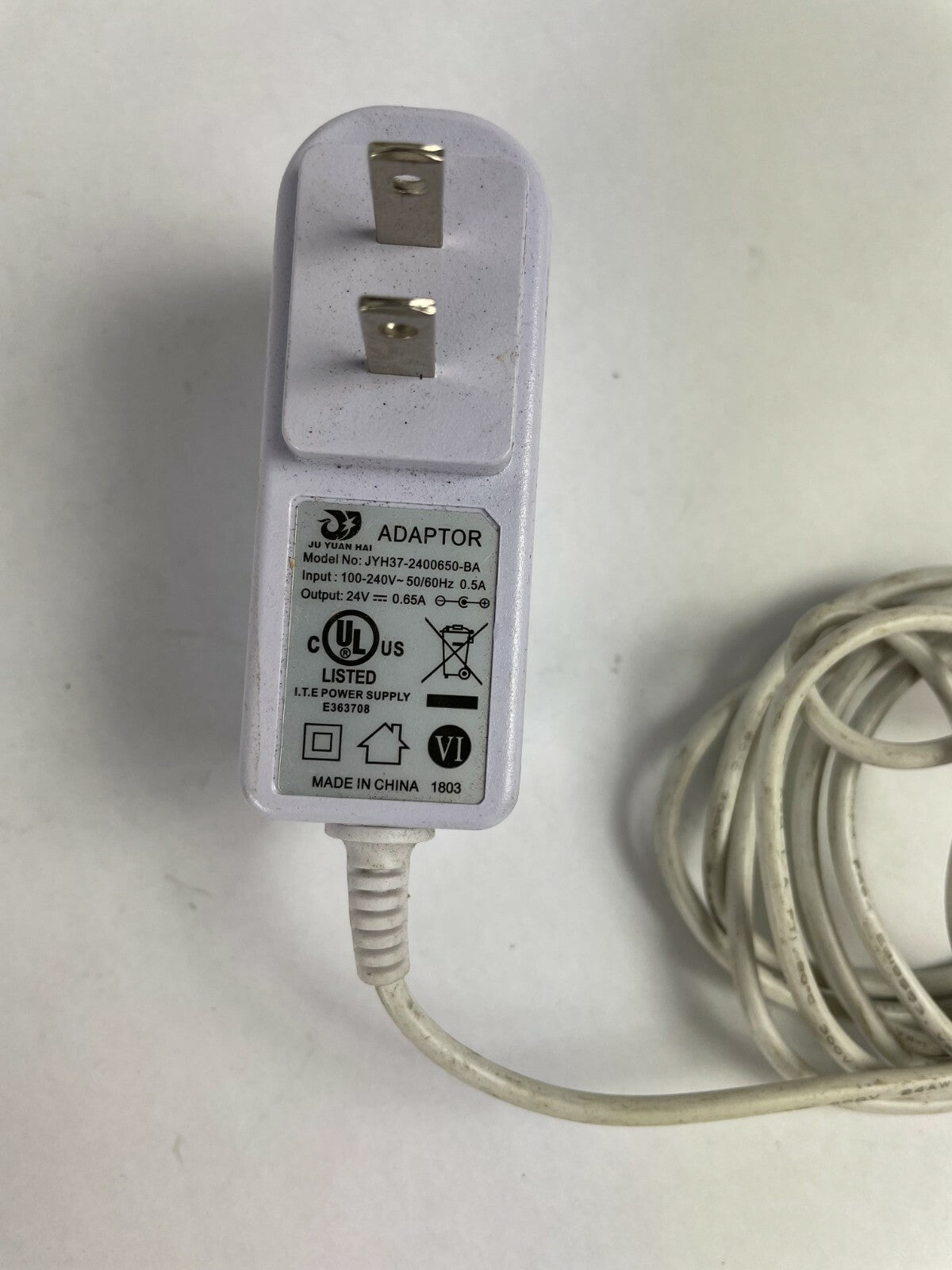 Genuine Ju Yuan Hai JYH37 AC Adapter Output 24 V 650mA Power Supply Adapter A29