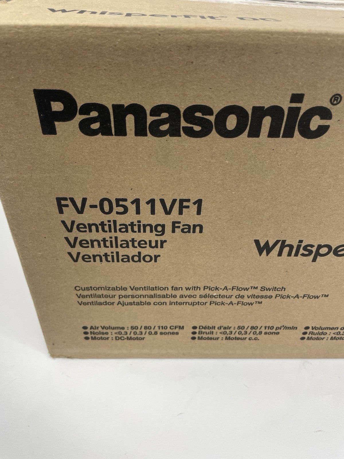 Panasonic FV-0511VF1 WhisperFit® DC Fan, 50-80-110 CFM