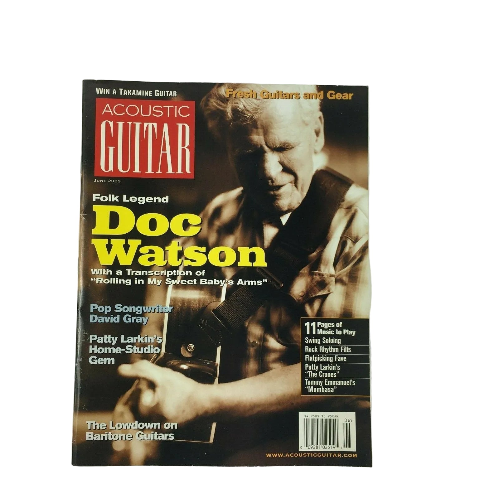 June 2003 Acoustic Guitar World Magazine Folk Legend Doc Watson David Gray