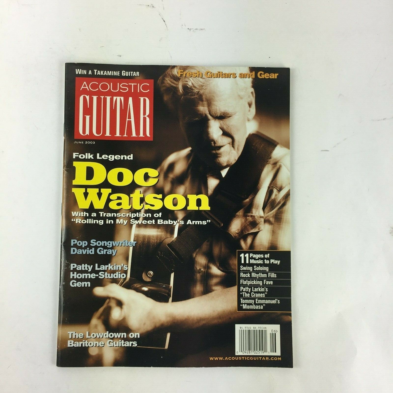 June 2003 Acoustic Guitar World Magazine Folk Legend Doc Watson David Gray
