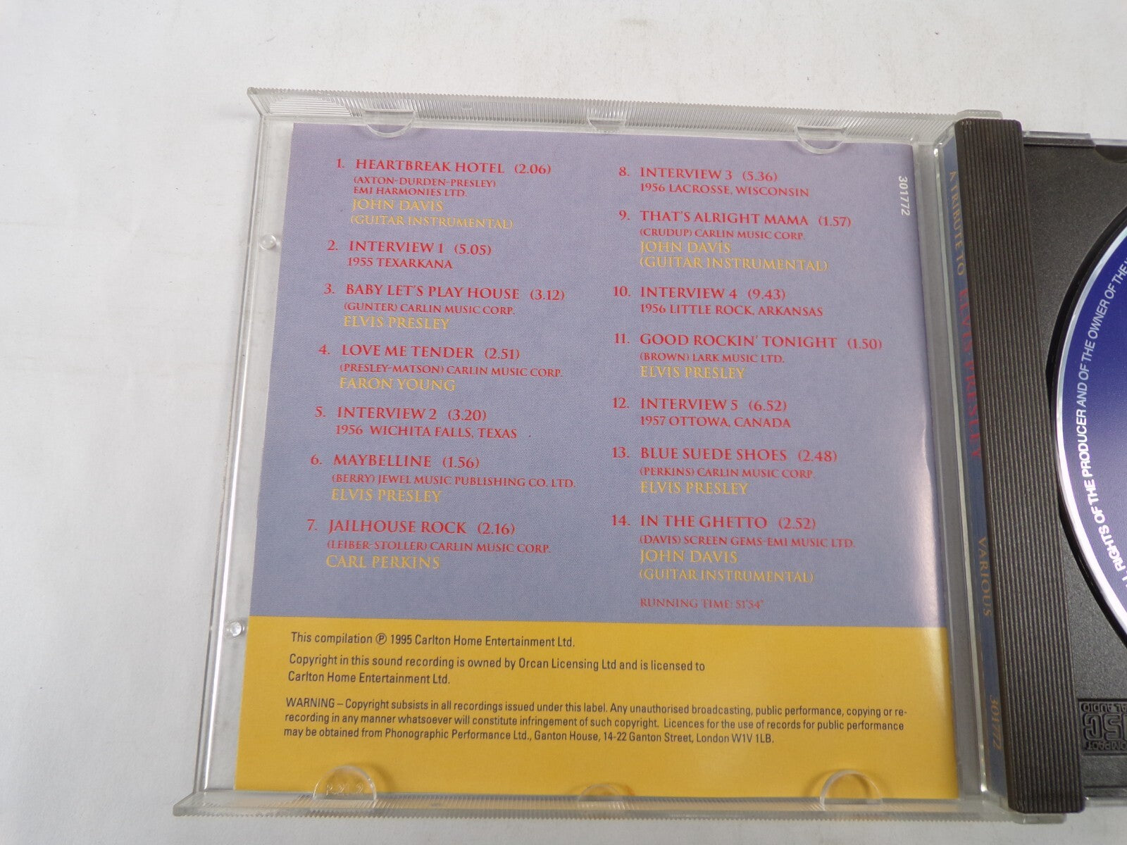 A Tribute To Elvis Presley Heartbreak Hotel Interview 1 Love Me Tender CD#56