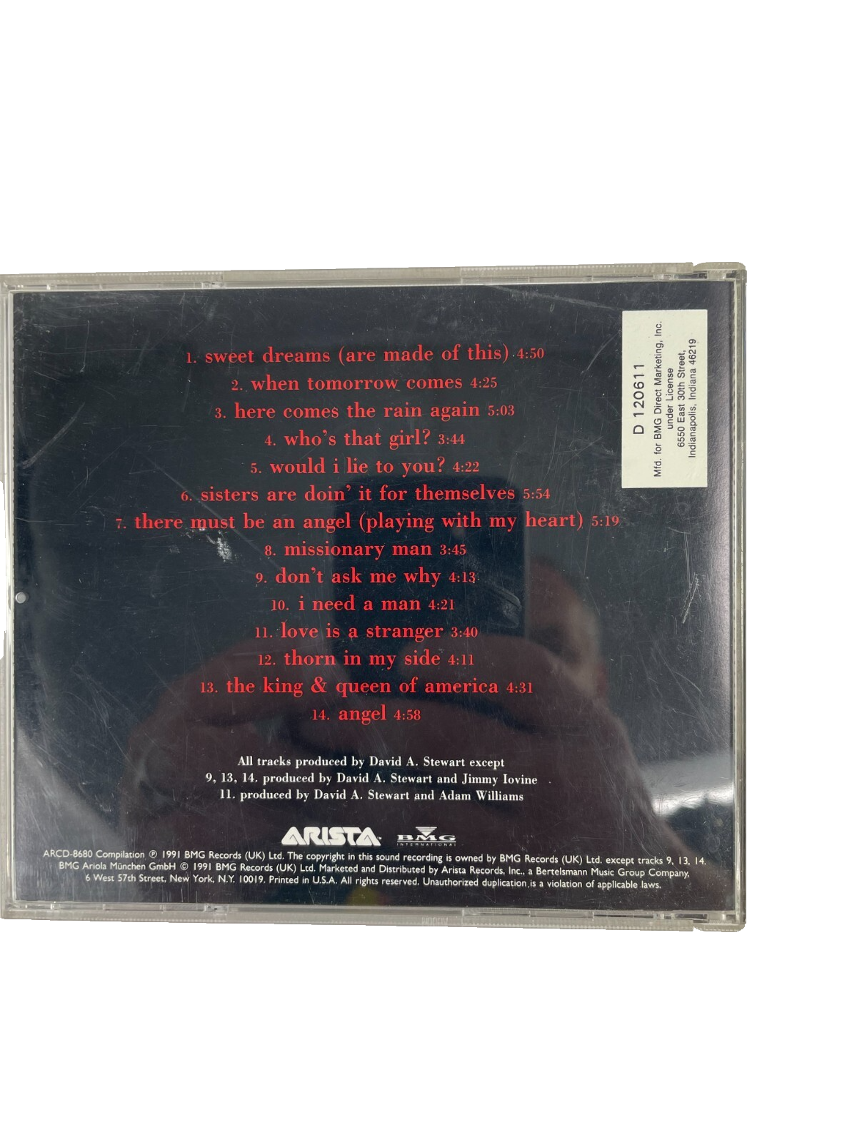 Eurythmics – Greatest Hits Love Is A Stranger Who's That Girl? Angel CD#33