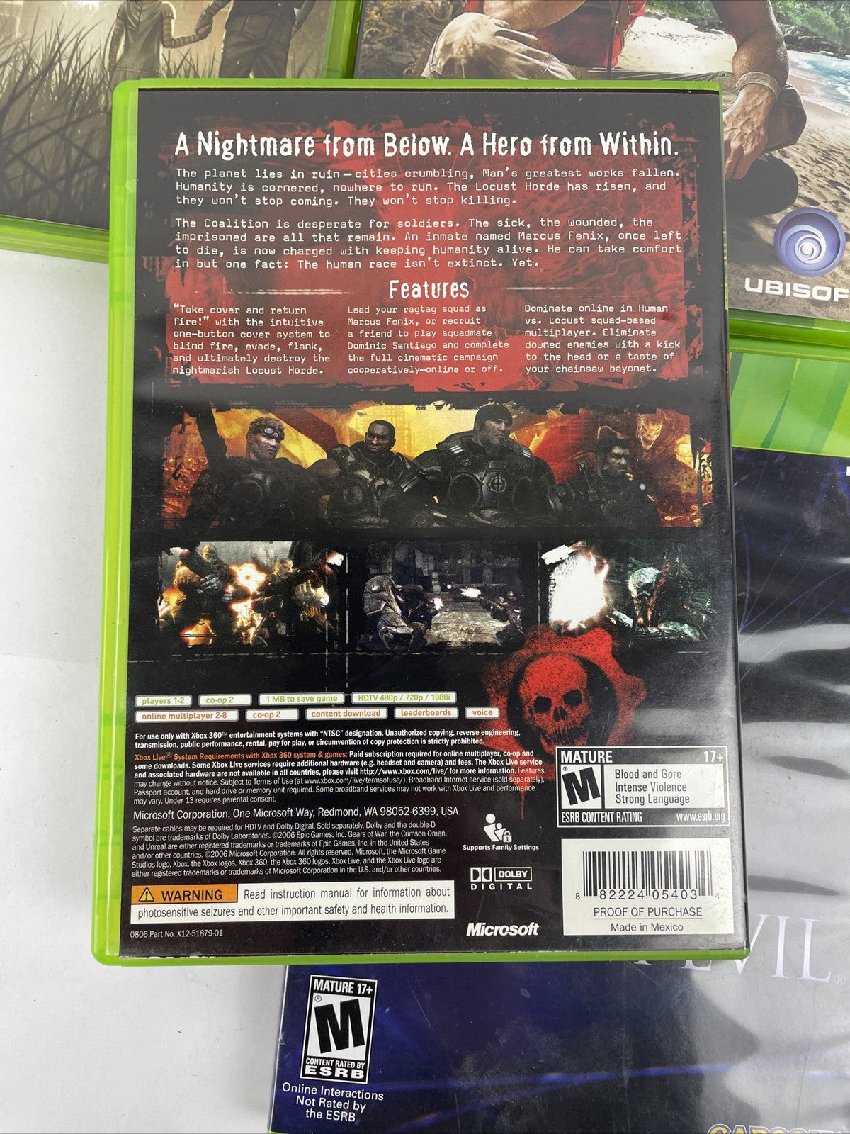 6 x XBOX 360 Action War Game Lot Complete W/ Manuals Resident Evil, Gears of War