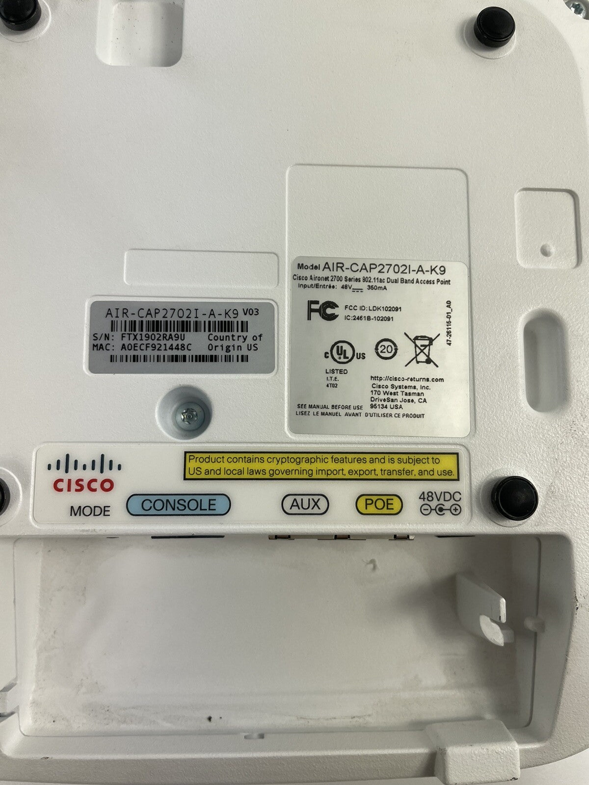 Lot Of 10 Cisco Aironet 2700 Series AIR-CAP2702I-A-K9 Dual Band Access Point