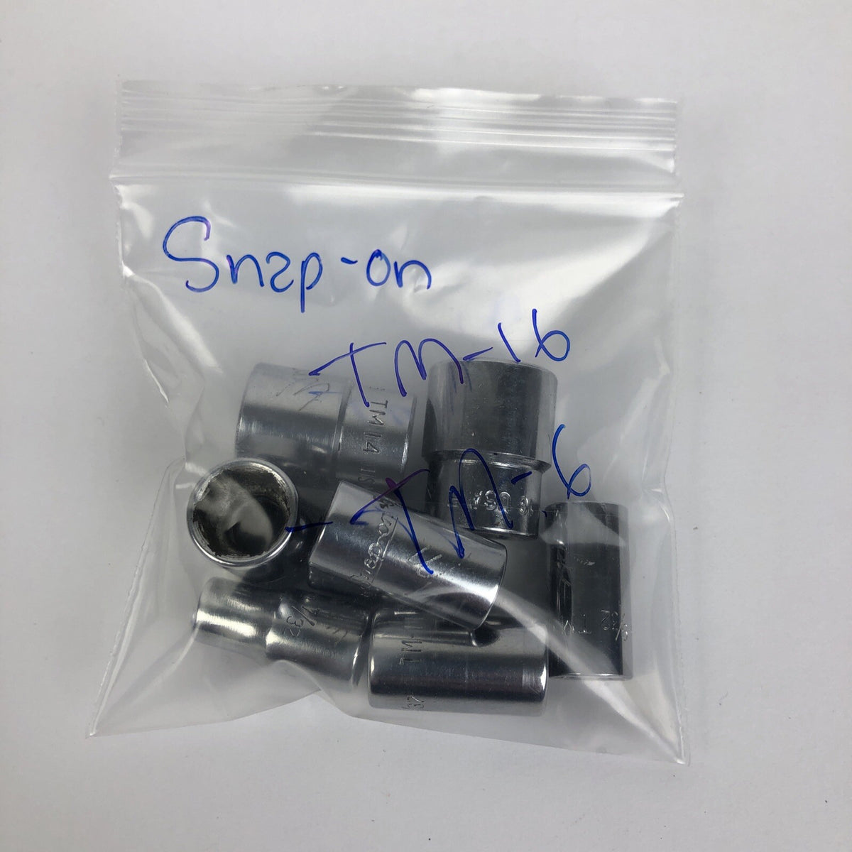 8 x Snap-on Tools 1/4” 6 Point Drive Sockets TM-16 1/2" - TM-6 3/16"