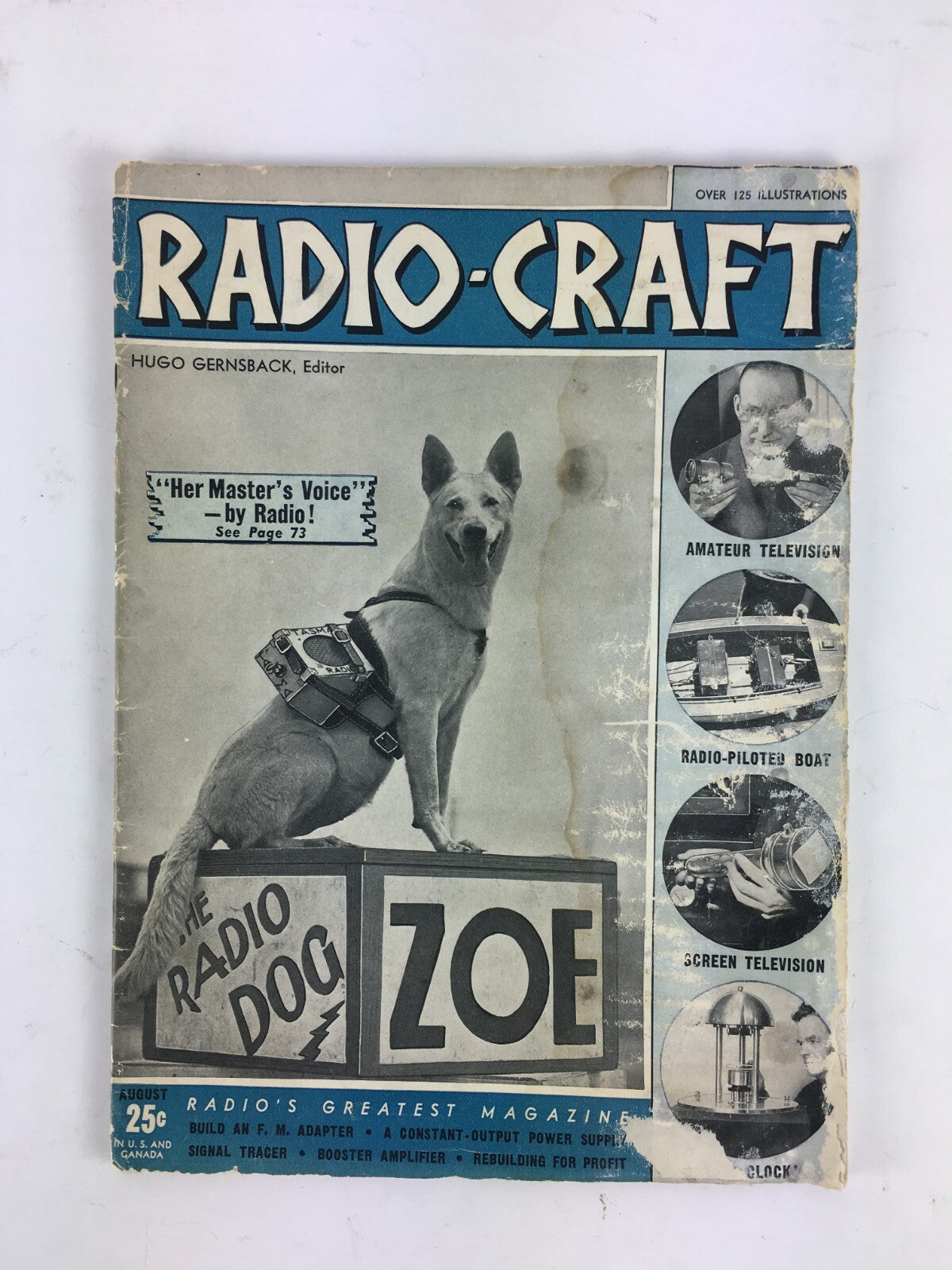 August Radio Craft Hugo Gernsback Magazine The Radio Dog Zoe Her Masters Voice
