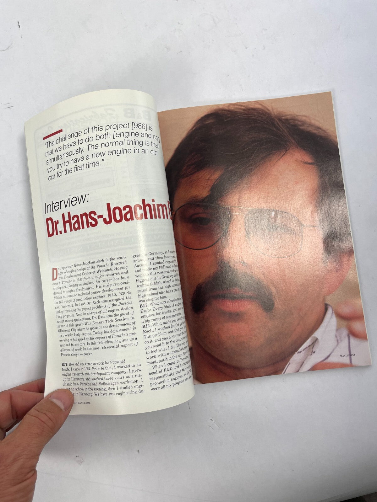 May 1993 Porsche Panorama Magazine Interview Dr.Hans Joachim Esch