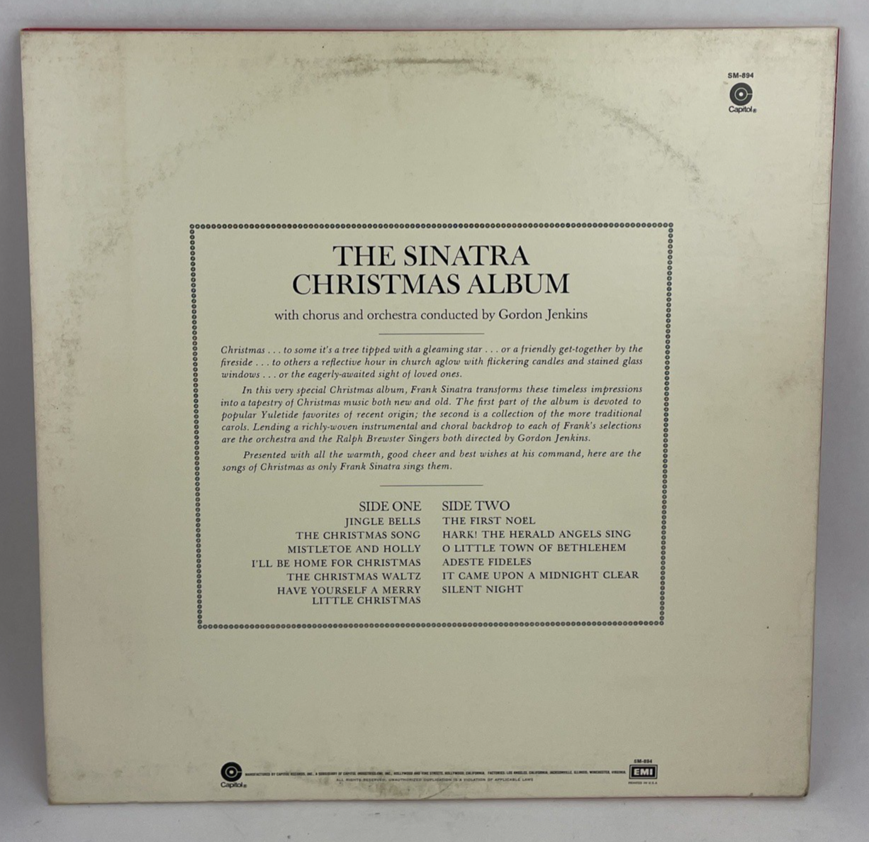 FRANK SINATRA The Sinatra Christmas Album Capitol LP SM-894 EX Holiday Record