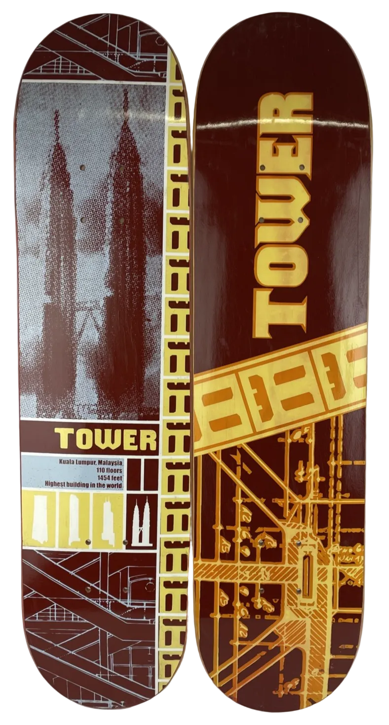 Lot of 2 x Vintage TOWER Skateboards Skateboard Deck MONTREAL 7.5" 1999