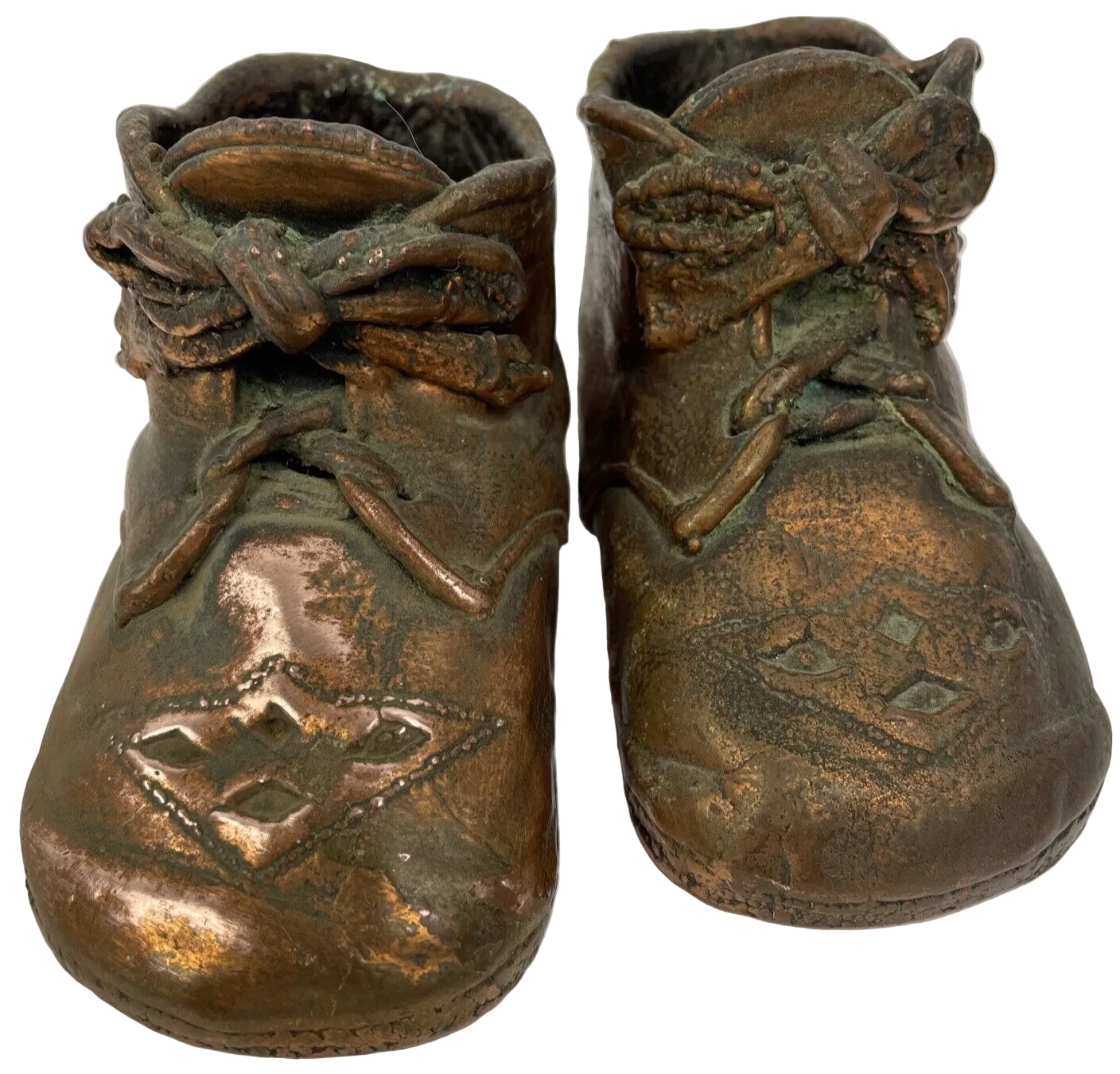 Vintage Antique Baby Brass Bronze Shoes Booties Bronze Dipped Baby Shoes LOOK