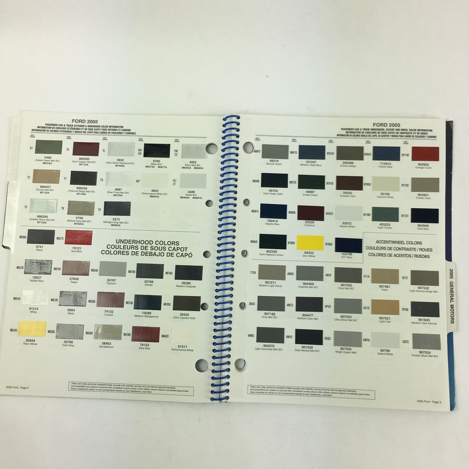 Ford 2005 General Motors Domestic Color Code Information Manual