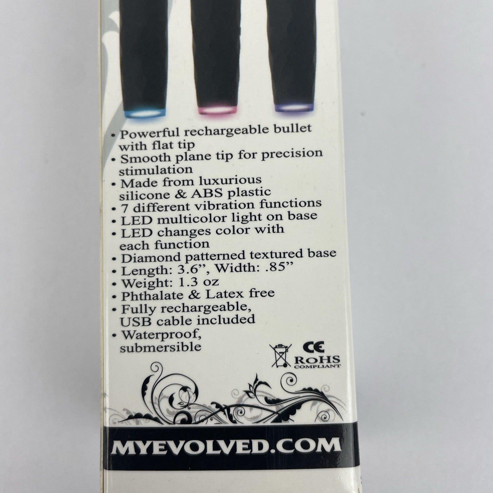 " Evolved " On The Spot Bullet Rechargeable Light Up Vibe Personal Toy - Black
