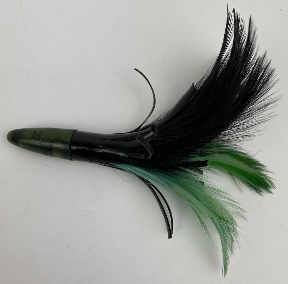 ZUKERS FEATHER TROLLING LURE BLACK / Green TUNA MAHI WAHOO ROOSTERS BASS BLK